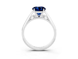 Platinum Round Cut Blue Sapphire Solitaire Engagement Ring with Cathedral Setting and Four-Prong Mount_15