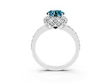 Platinum Round Cut Blue Topaz Scalloped Halo Engagement Ring with Round Shared Prong Band_33