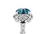 Platinum Round Cut Blue Topaz Scalloped Halo Engagement Ring with Round Shared Prong Band_35