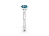 Platinum Round Cut Blue Topaz Solitaire Engagement Ring with Cathedral Setting and Four-Prong Mount_14