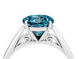 Platinum Round Cut Blue Topaz Solitaire Engagement Ring with Cathedral Setting and Four-Prong Mount_16