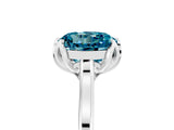 Platinum Round Cut Blue Topaz Solitaire Ring with Flower Prong Setting and Classic Band_5