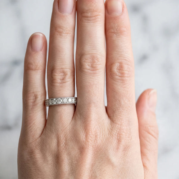 Platinum Round Cut Channel Set Diamond Eternity Band