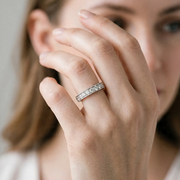 Platinum Round Cut Channel Set Diamond Eternity Band