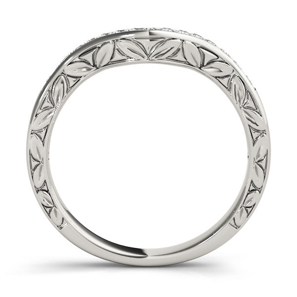 Platinum Round Cut Channel Set Wave Band with Pavé Setting 1