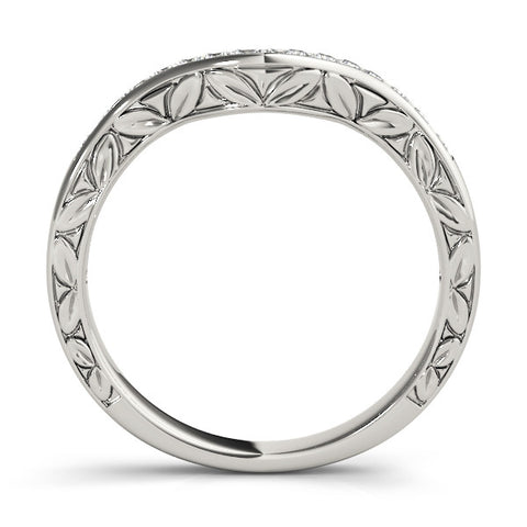 Platinum Round Cut Channel Set Wave Band with Pavé Setting 1