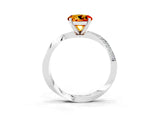 Platinum Round Cut Citrine Engagement Ring with Side Stone Accents and Four-Prong Setting_27