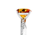Platinum Round Cut Citrine Engagement Ring with Side Stone Accents and Four-Prong Setting_29