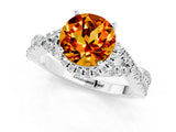 Platinum Round Cut Citrine  Halo Twist Band Solitaire Prong Setting Ring_13