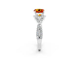 Platinum Round Cut Citrine  Halo Twist Band Solitaire Prong Setting Ring_14
