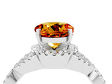 Platinum Round Cut Citrine  Halo Twist Band Solitaire Prong Setting Ring_16