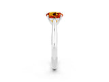 Platinum Round Cut Citrine Solitaire Engagement Ring with Cathedral Setting and Four-Prong Mount_14