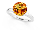 Platinum Round Cut Citrine Solitaire Ring with Thin Band and Prong Setting_43