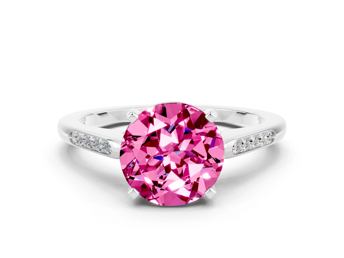 Platinum Round Cut Cut Channel Set Solitaire Engagement Ring with Four-Prong Setting_6