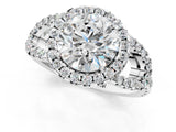 Platinum Round Cut Cut Diamond Halo Engagement Ring with Open Split Pavé Band_14