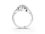 Platinum Round Cut Cut Diamond Halo Engagement Ring with Open Split Pavé Band_16