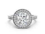 Platinum Round Cut Cut Halo Pavé Diamond Ring_13