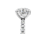 Platinum Round Cut Diamond Brilliant Solitaire Ring with Pavé Band and Four-Prong Setting_301