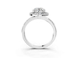 Platinum Round Cut Diamond Double Halo Ring with Split Shank and Four-Prong Setting_10