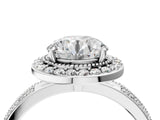 Platinum Round Cut Diamond Double Halo Ring with Split Shank and Four-Prong Setting_11