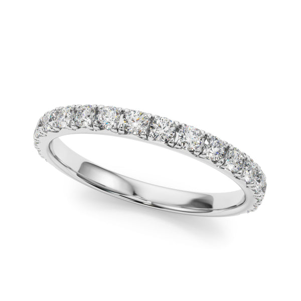 Silver Round Cut Diamond Eternity Band with Shared Prong Setting
