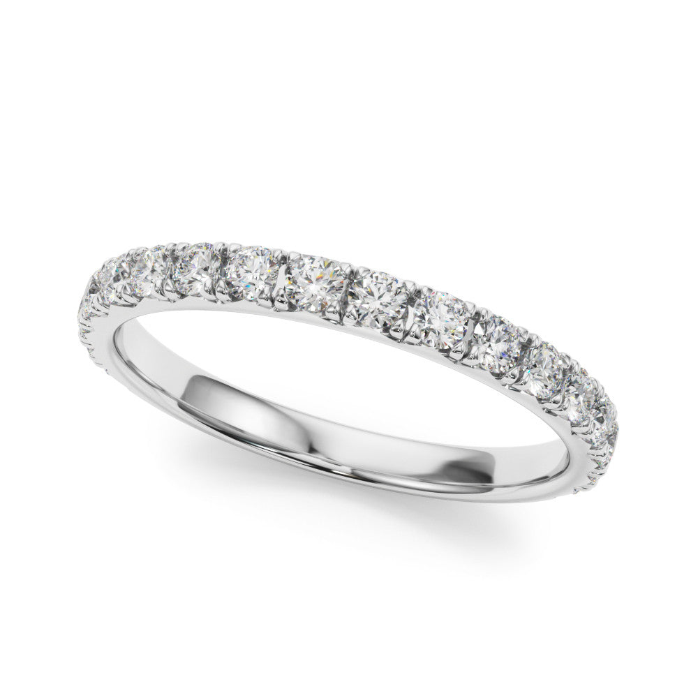 14K White Gold Round Cut Diamond Eternity Band with Shared Prong Setting