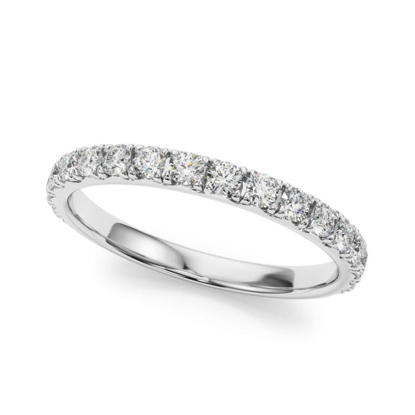 10K White Gold Round Cut Diamond Eternity Band with Shared Prong Setting