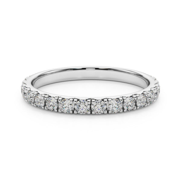 14K White Gold Round Cut Diamond Eternity Band with Shared Prong Setting
