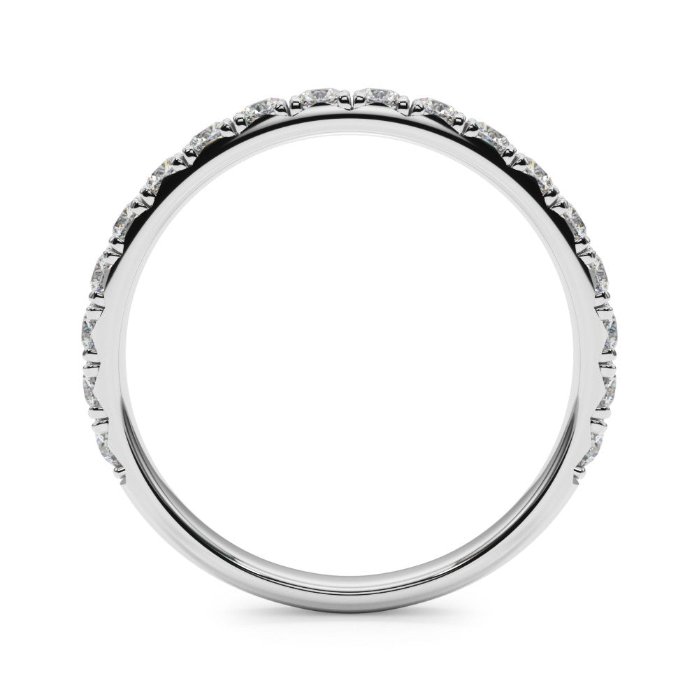 Platinum Round Cut Diamond Eternity Band with Shared Prong Setting