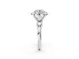 Platinum Round Cut Diamond Floral Halo Engagement Ring with Shared Prong Setting 3