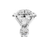 Platinum Round Cut Diamond Floral Halo Engagement Ring with Shared Prong Setting