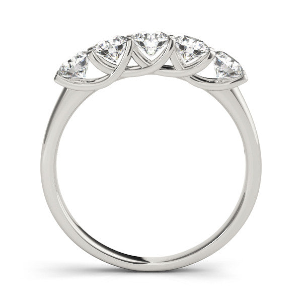 Platinum Round Cut Diamond Half Eternity Band with Prong Setting 1
