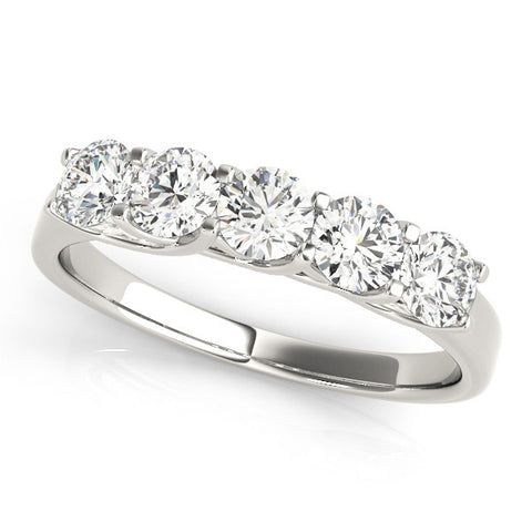 Platinum Round Cut Diamond Half Eternity Band with Prong Setting