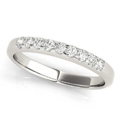 Platinum Round Cut Diamond Half-Eternity Band with Shared Prong Setting