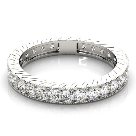 Platinum Round Cut Diamond Milgrain Bezel Set Eternity Band 2