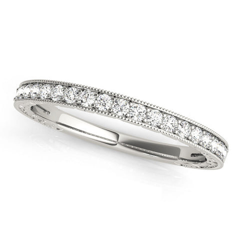 Platinum Round Cut Diamond Milgrain Pavé Eternity Band