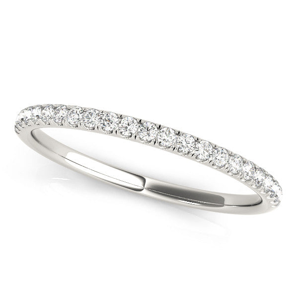 10K White Gold Round Cut Diamond Pavé Eternity Band with Micro Prong Setting