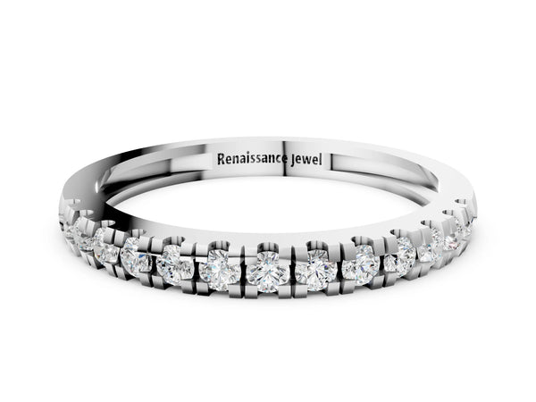 Platinum Round Cut Diamond Pavé Eternity Band with Micro Prong Setting