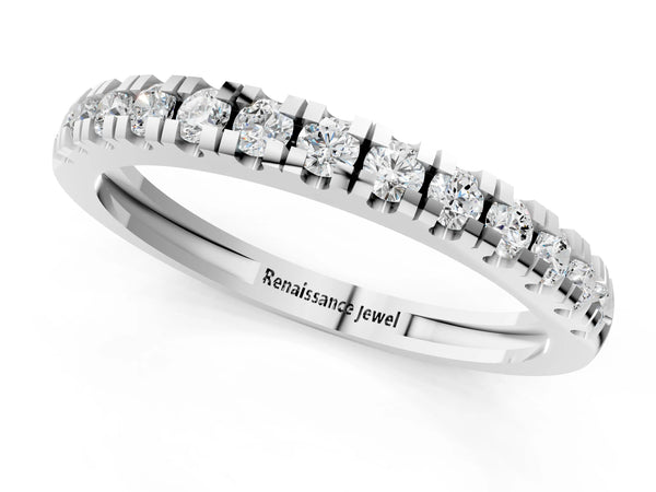 Platinum Round Cut Diamond Pavé Eternity Band with Micro Prong Setting