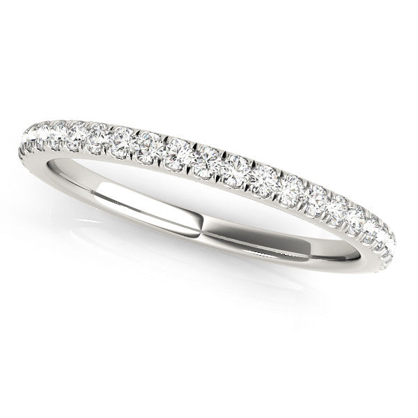 Silver Round Cut Diamond Pavé Eternity Band with Shared Prong Setting