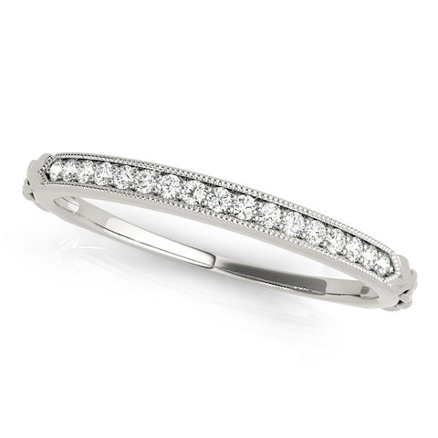 Platinum Round Cut Diamond Pavé Set Milgrain Edge Eternity Band