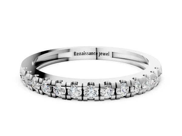 Platinum Round Cut Diamond Pavé Set Thin Band