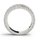 Silver Round Cut Diamond Pave Eternity Band with Bead Prong Setting