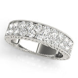 Silver Round Cut Diamond Pave Eternity Band with Bead Prong Setting