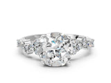 Platinum Round Cut Diamond Scattered Round Accent Ring with Prong Setting_6