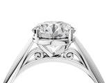 Platinum Round Cut Diamond Solitaire Engagement Ring with Cathedral Setting and Four-Prong Mount_19