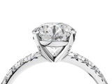 Platinum Round Cut Diamond Solitaire Pavé Engagement Ring with Round Band and Prong Setting_6