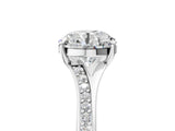 Platinum Round Cut Diamond Solitaire Ring with Pavé Band and Prong Setting_47