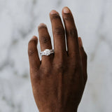 14K White Gold 1.01 Carat E VS1 Round Diamond Solitaire Ring with Pavé and Channel Set Band