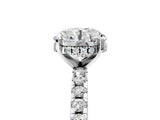 Platinum Round Cut Diamond Solitaire Ring with Round  Pavé Band and Four-Prong Setting_61